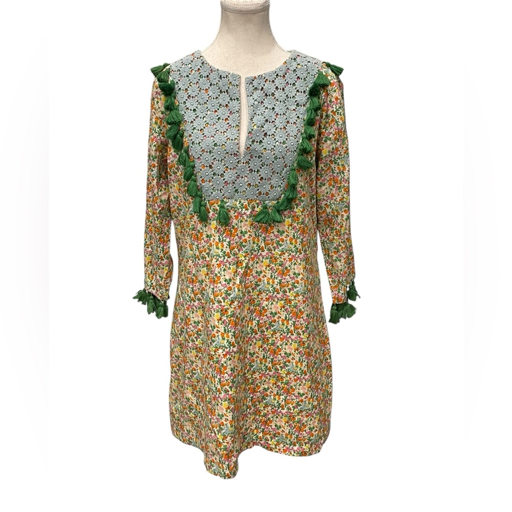 Elizabeth Wilson  Floral Dress with Green Accents Dress Size:M